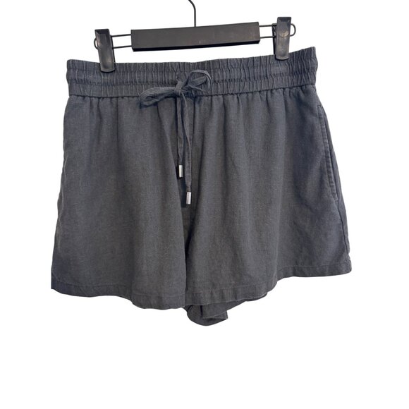 Zara Medium Dark Gray Viscose & Linen Blend Elastic Waist Shorts - Picture 3 of 9